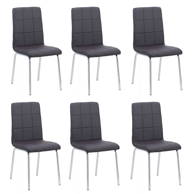 Set 6 scaune de bucătărie piele ecologică maro